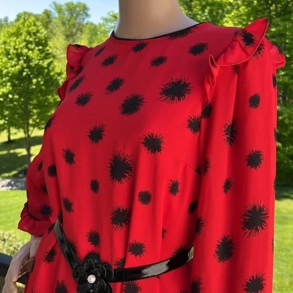 Who what wear red/black BoHo ruffle frilly dress - Picture 2 of 8